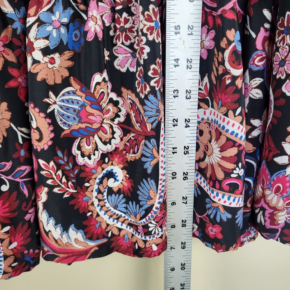 Lovely J Boho Floral Paisley Top Women's Large Balloon Sleeves Ruffled Tiered - Picture 7 of 10